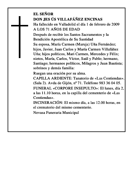 DON JES ÚS VILLAFÁÑEZ ENCINAS
