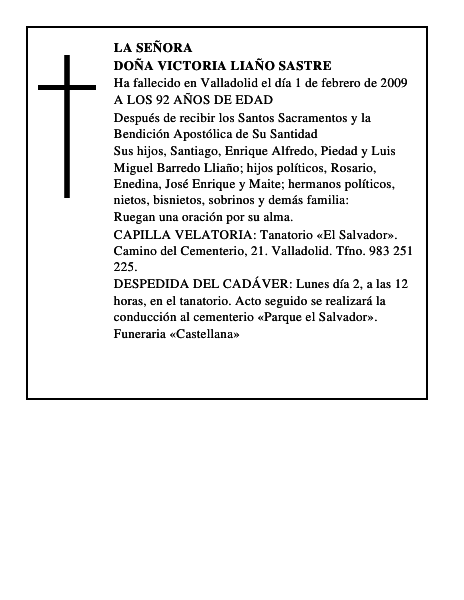 DOÑA VICTORIA LIAÑO SASTRE