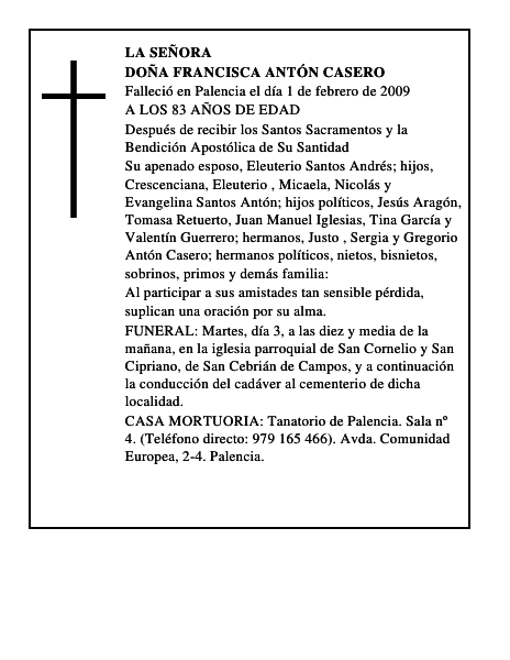 DOÑA FRANCISCA ANTÓN CASERO