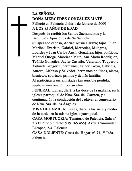 DOÑA MERCEDES GONZÁLEZ MATÉ