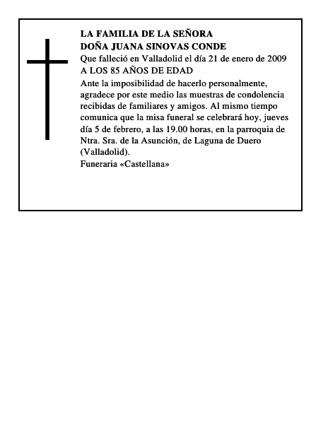 DOÑA JUANA SINOVAS CONDE