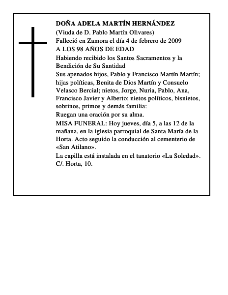 DOÑA ADELA MARTÍN HERNÁNDEZ