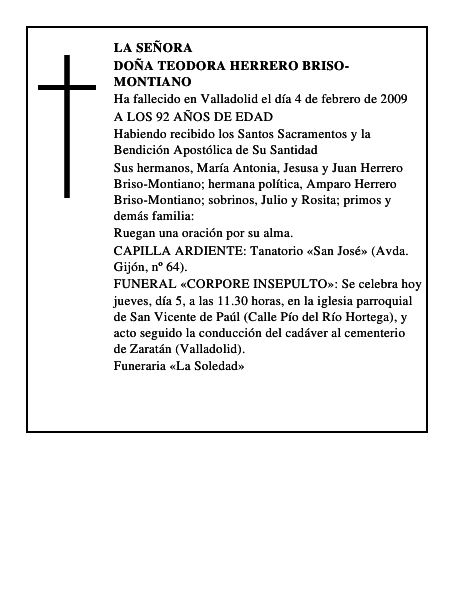 DOÑA TEODORA HERRERO BRISO-MONTIANO