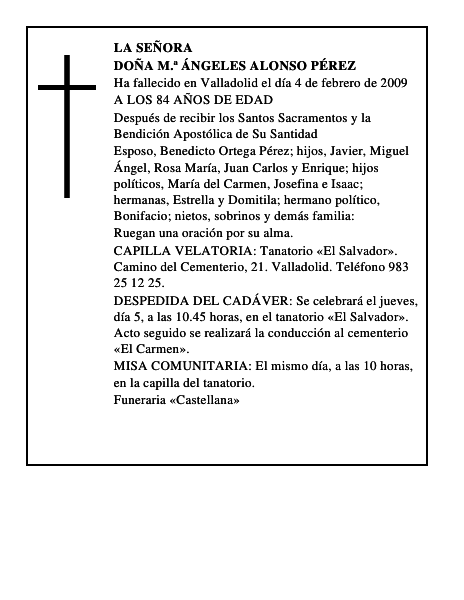 DOÑA M.ª ÁNGELES ALONSO PÉREZ