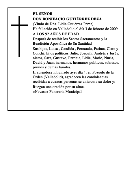 DON BONIFACIO GUTIÉRREZ DEZA