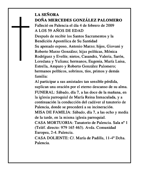 DOÑA MERCEDES GONZÁLEZ PALOMERO