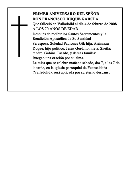 DON FRANCISCO DUQUE GARCÍ A