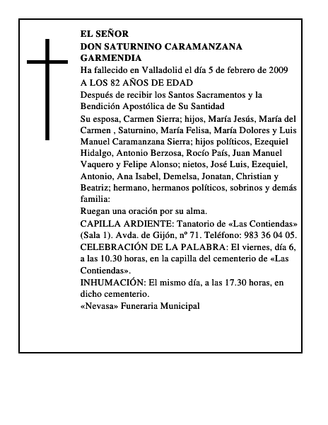 DON SATURNINO CARAMANZANA GARMENDIA