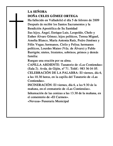 DOÑA CELES GÓMEZ ORTEGA