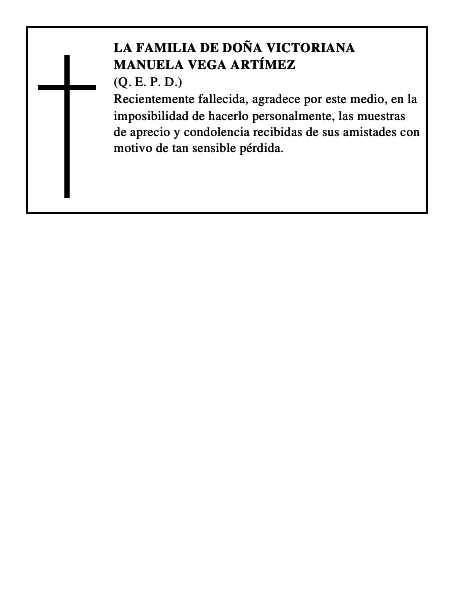 LA FAMILIA DE DOÑA VICTORIANA MANUELA VEGA ARTÍMEZ