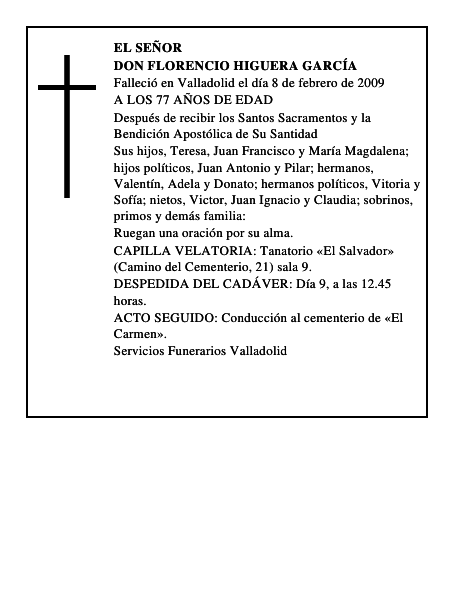 DON FLORENCIO HIGUERA GARCÍA