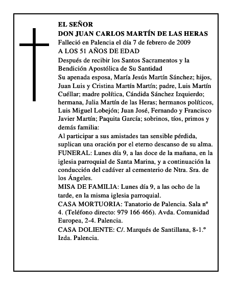 DON JUAN CARLOS MARTÍN DE LAS HERAS