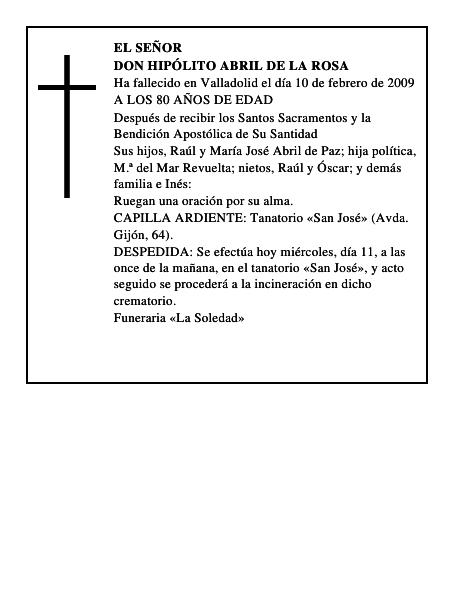 DON HIPÓLITO ABRIL DE LA ROSA