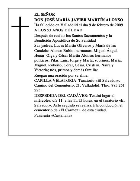 DON JOSÉ MARÍA JAVIER MARTÍN ALONSO