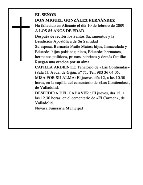 DON MIGUEL GONZÁLEZ FERNÁNDEZ