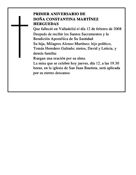 DOÑA CONSTANTINA MARTÍNEZ HERGUEDAS