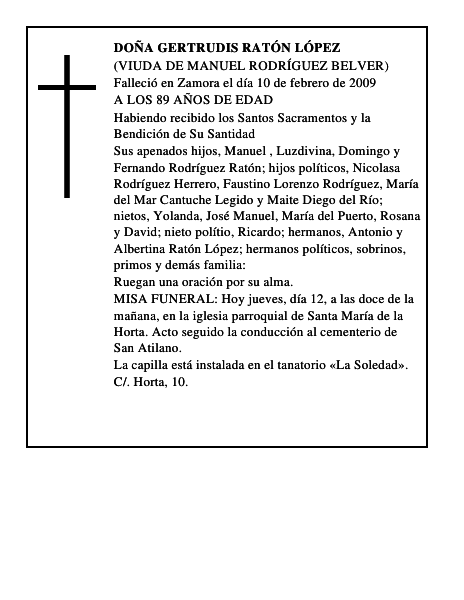 DOÑA GERTRUDIS RATÓN LÓPEZ
