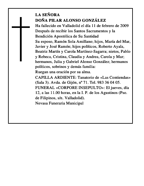 DOÑA PILAR ALONSO GONZÁLEZ