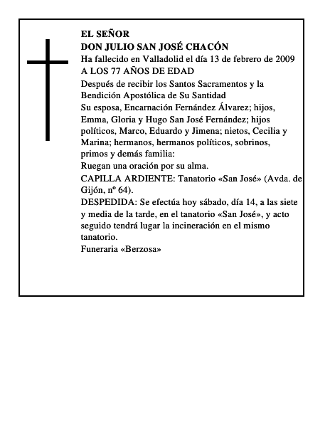 DON JULIO SAN JOSÉ CHACÓN