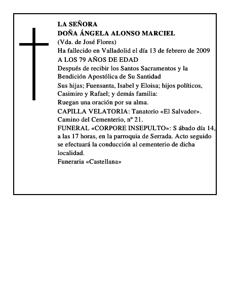 DOÑA ÁNGELA ALONSO MARCIEL