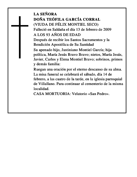 DOÑA TEÓFILA GARCÍA CORRAL