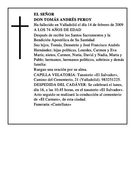 DON TOMÁS ANDRÉS PEROY