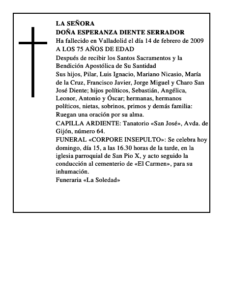 DOÑA ESPERANZA DIENTE SERRADOR