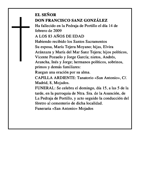 DON FRANCISCO SANZ GONZÁLEZ