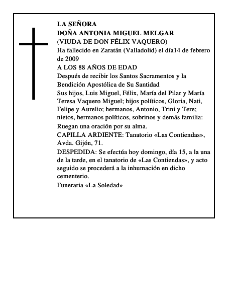 DOÑA ANTONIA MIGUEL MELGAR