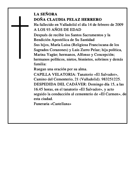 DOÑA CLAUDIA PELAZ HERRERO