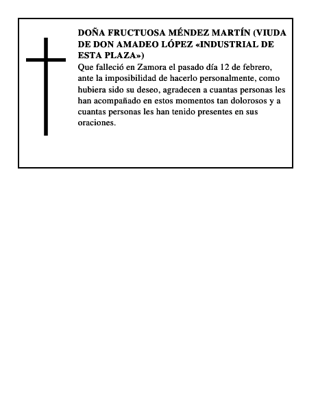 DOÑA FRUCTUOSA MÉNDEZ MARTÍN (VIUDA DE DON AMADEO LÓPEZ INDUSTRIAL DE ESTA PLAZA )