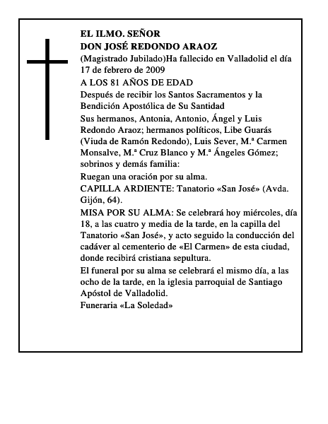 DON JOSÉ REDONDO ARAOZ