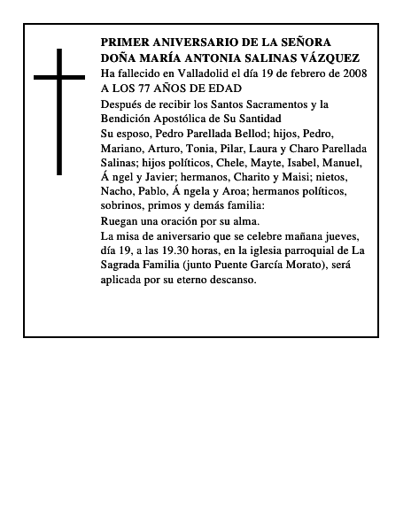 DOÑA MARÍA ANTONIA SALINAS VÁZQUEZ