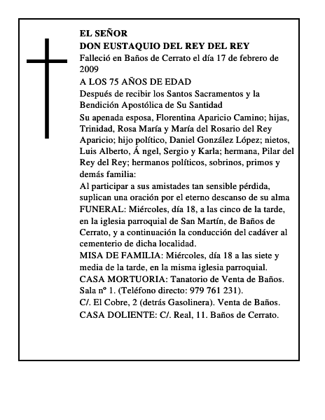 DON EUSTAQUIO DEL REY DEL REY