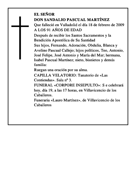 DON SANDALIO PASCUAL MARTÍNEZ