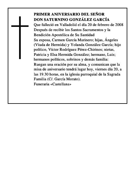 DON SATURNINO GONZÁLEZ GARCÍA