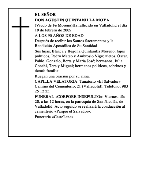 DON AGUSTÍN QUINTANILLA MOYA