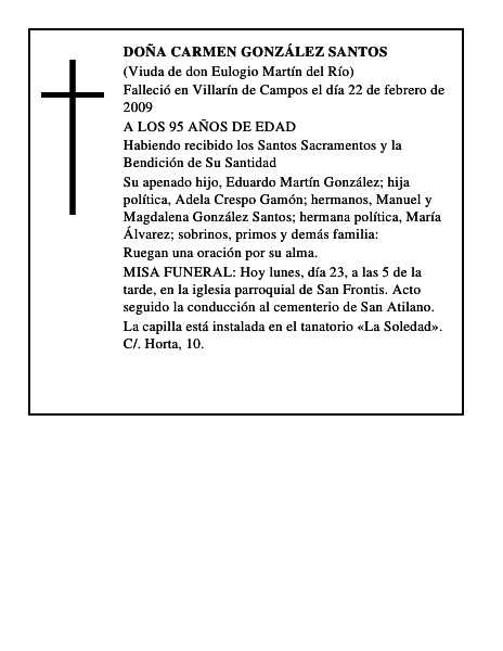 DOÑA CARMEN GONZÁLEZ SANTOS