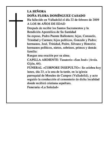 DOÑA FLORA DOMÍNGUEZ CASADO