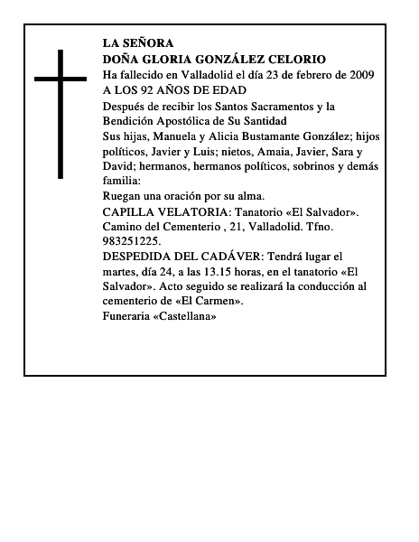DOÑA GLORIA GONZÁLEZ CELORIO
