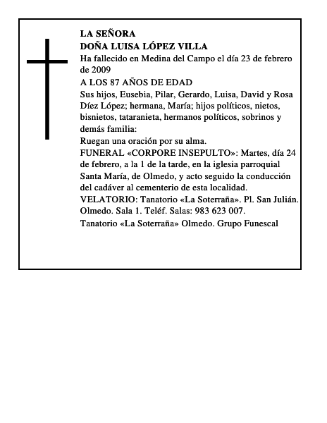 DOÑA LUISA LÓPEZ VILLA