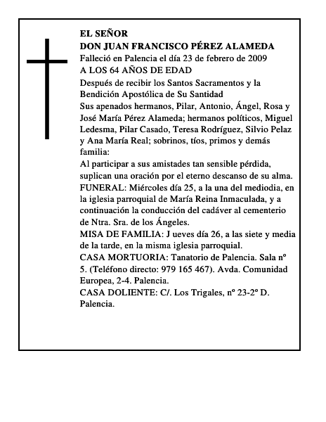 DON JUAN FRANCISCO PÉREZ ALAMEDA