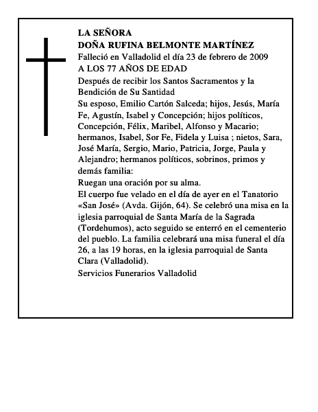 DOÑA RUFINA BELMONTE MARTÍNEZ