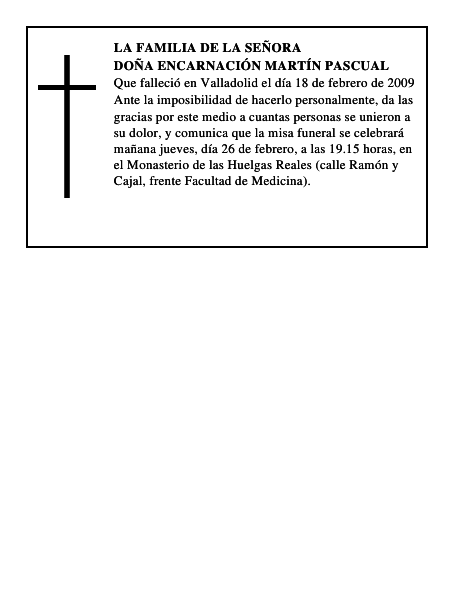 DOÑA ENCARNACIÓN MARTÍN PASCUAL