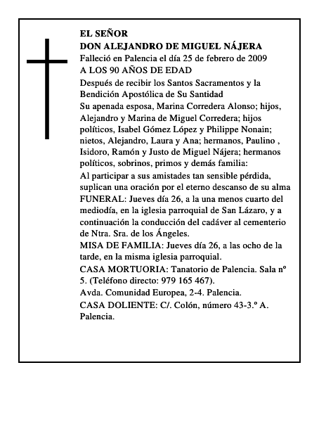 DON ALEJANDRO DE MIGUEL NÁJERA