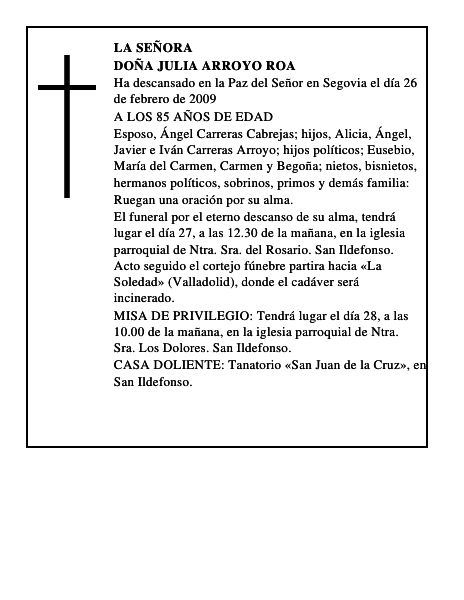 DOÑA JULIA ARROYO ROA