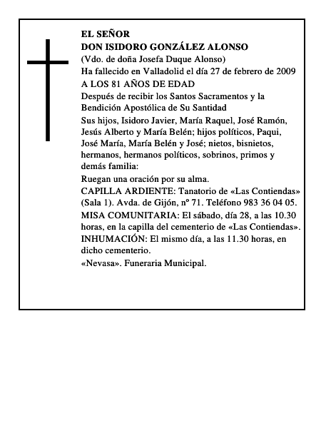 DON ISIDORO GONZÁLEZ ALONSO