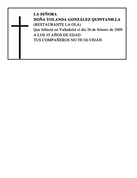 DOÑA YOLANDA GONZÁLEZ QUINTANILLA