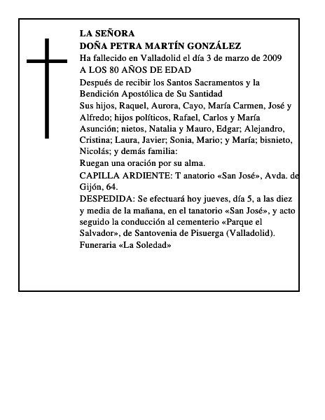 DOÑA PETRA MARTÍN GONZÁLEZ