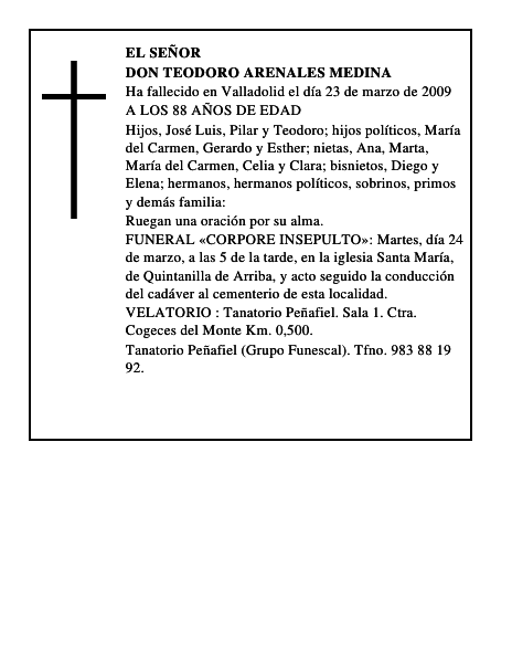 DON TEODORO ARENALES MEDINA